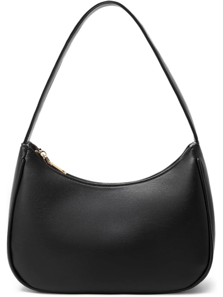 Women's Black Cute Hobo Shoulder Bag Mini Tote Handbag Zipper Clutch Purse